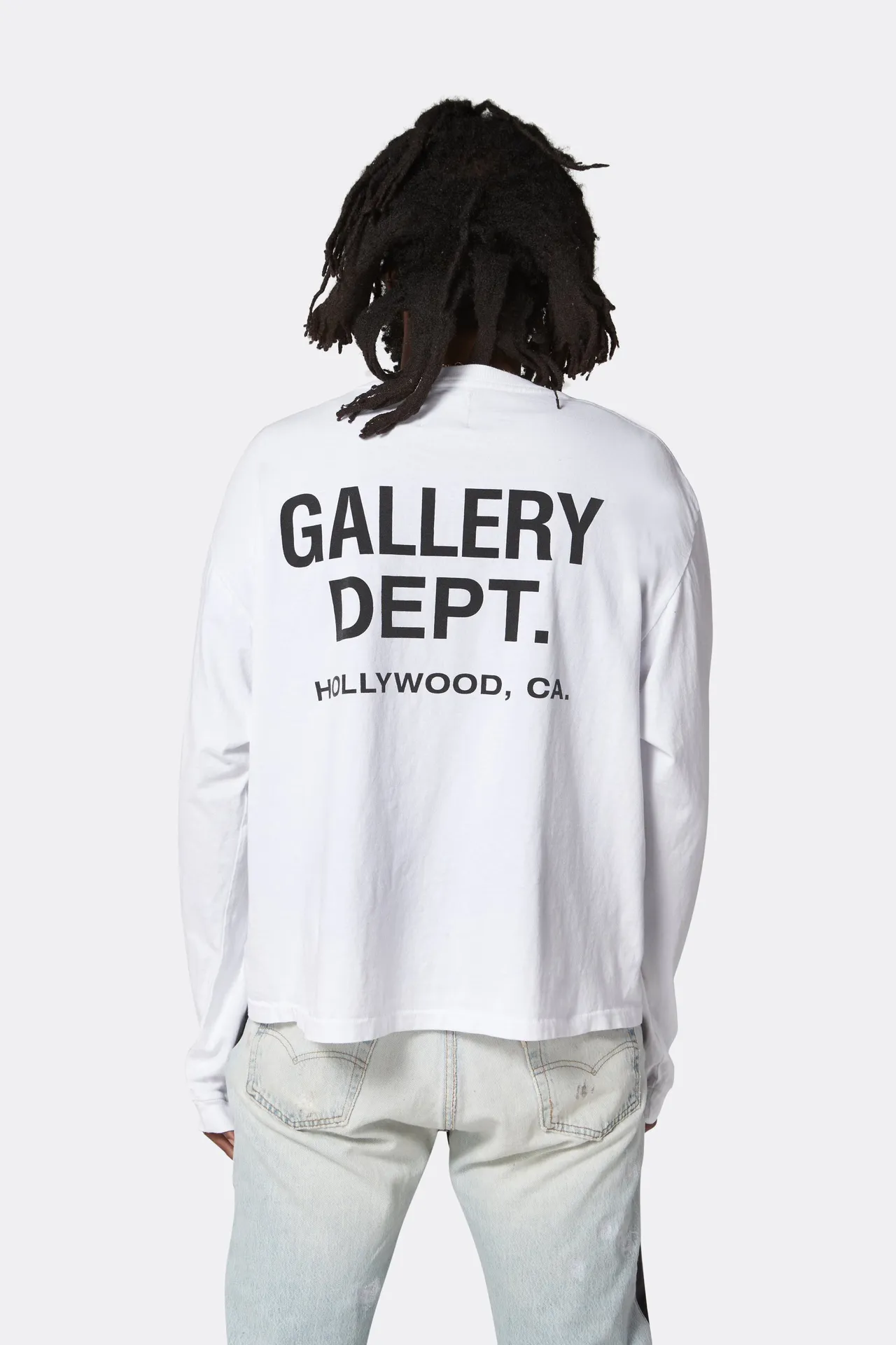 GALLERY DEPT. SOUVENIR L/S TEE English LOGO Basic Long Sleeve White S-XL Genuine Uniform Cylindrical No Side Seam Linen Cotton Fabric Garment Wash Preshrunk Correct Fit Correct Accessories